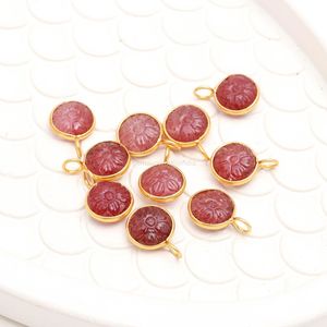 Colgante de cuarzo rosa natural tallado a mano con forma de flor, piedra preciosa de cuarzo rosa en plata de ley 925 para joyería. - Product Image 5