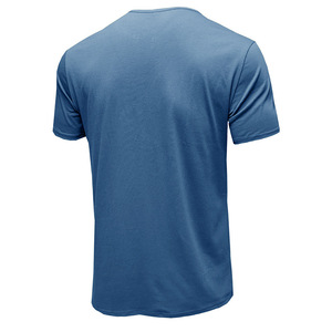 T-shirt à manches courtes pour homme, col en V, coupe classique, couleur unie, jersey de coton, vêtements décontractés, gris, vert, noir - Product Image 4