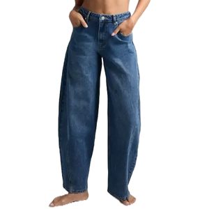 Wholesale High Quality Women Denim <b>Pants</b> Casual Boot Cut Jeans Streetwear Summer Polyester/Cotton Mid Waist Quick Dry <b>Vintage</b> - Product Image 1