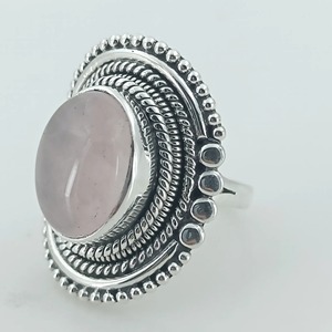 Rose <b>Quartz</b> Oval <b>Ring</b> 925 Sterling Silver Handmade Statement Promise Jewelry for Women <b>Ring</b> bezel setting January Birthstone - Product Image 2