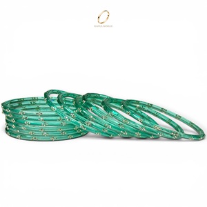 Bracelets en verre transparent vert émeraude tendance, style goutte de pluie, style cachemire, avec pierres de cristal, pour femmes, vente en gros à bas prix - Product Image 3