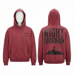 Custom Grey Vintage Hoodie Rhinestone Bat Design Men Oversized Streetwear Goth Graphic Print Heavyweight Fleece Manufacturer - Product Image 5