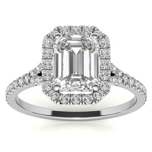 <b>Emerald</b> Cut Moissanite <b>Ring</b> 925 Sterling <b>Silver</b> 18K Gold Plated Luxury Engagement Wedding Anniversary Promise Bridal <b>Ring</b> - Product Image 1