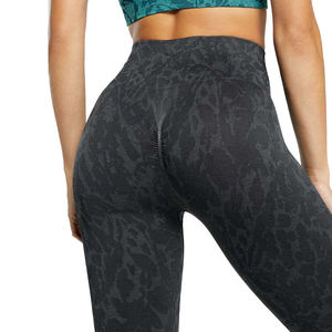 Leggings de yoga noirs unis à taille élastique, taille haute, grandes tailles, sans couture, pour la gym et le fitness, vente en gros, fabricant OEM ODM personnalisé - Product Image 6