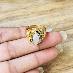 Market Favorite Top Choice Brass <b>Ring</b> Moonstone 18k Gold Plated <b>Statement</b> <b>Ring</b> Vintage Tribal Style Spiral Wholesale Womens <b>Ring</b> - Product Image 2