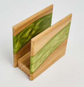 Porte-serviettes en bois et résine bleue, best-seller, porte-serviettes en bois artisanal pour table à manger, à bas prix - Product Image 3