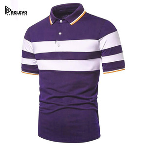 Relevo Industries Men's Short Sleeve <b>Polo</b> Shirt Cotton Turn-down Collar Blue <b>White</b> Red Trim For Men - Product Image 5