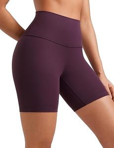 Shorts de sport pour femme en nylon et élasthanne tricoté, couleur unie, taille haute, respirant, coupe ajustée, taille élastique, pour l'entraînement et le cyclisme - Product Image 1