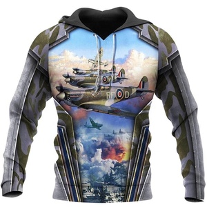 Sudadera con Capucha de Manga Larga Unisex, con Estampado de Camuflaje Sublimado en 3D, 100% Algodón, Forro Polar, Resistente al Viento, Transpirable, con Diseño Divertido de Avión de Combate - Product Image 6