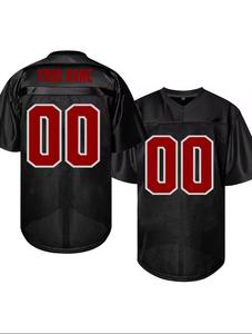 Jersey de Fútbol Americano Personalizado con Logotipo, Cuello en V, Rayas Azules y Rojas, Nombre del Equipo, Número, Uniforme Sublimado Transpirable Unisex para Adultos 100% - Product Image 1