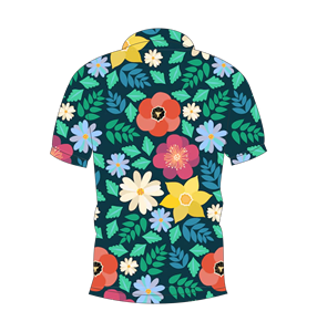 เสื้อโปโลผู้ชายพิมพ์ลายดอกไม้สีเข้มแขนสั้นเสื้อแฟชั่นฤดูร้อนลำลอง - Product Image 5