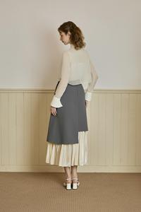 Jupe tissée vietnamienne vintage moderne / Artwear / Élégante taille haute unie toutes saisons DAISY - Jupe à panneaux en organza métallisé KV35 - Product Image 2