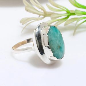 Natural Amazonite <b>925</b> <b>Silver</b> <b>Ring</b> Designer Gemstone <b>Ring</b> for Women and Girls - Product Image 3