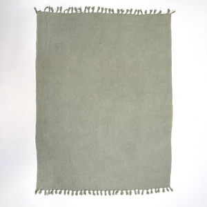 Housse de canapé décorative en coton fait à la main gris uni Meilleur jeté en coton organique en matériau doux - Product Image 3