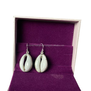 Boucles d'oreilles en argent sterling 925 Cowrie Shell de haute qualité plaqué or bohème Dangle Drop Statement pour les mariages - Product Image 2