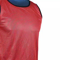 Maillots d'entraînement réversibles en mesh avec logo frontal, rouge et bleu, respirants, sans manches, unisexe, pour adultes, toutes saisons