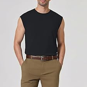 Customized Trendy Washed Retro Sleeveless T-shirt <b>Vest</b> for Men in Summer, Loose Fitting Shoulder T-shirt - Product Image 3