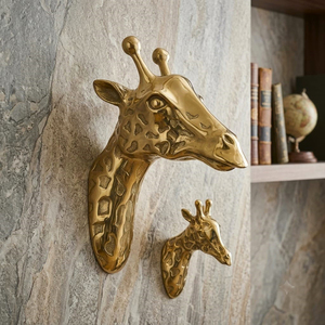 Escultura de Pared de Cabeza de Jirafa Grande de Metal, Estatua de Metal Fundido, Figura Decorativa - Product Image 1