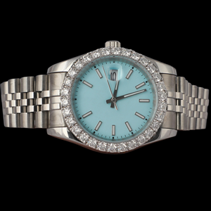 Wholesale Price <b>Blue</b> Dial With Only Bezel Round Case Moissanite Diamond Stainless Steel Fashion Luxurious <b>Watch</b> <b>for</b> <b>Man's</b> - Product Image 1