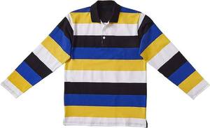 Boys Striped Long Sleeve Polo Shirt Turn-<b>down</b> Collar Full Sleeve Breathable Cotton Regular Fit All Seasons Front Embroidery Logo - Product Image 6