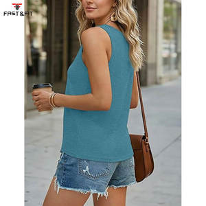 Débardeurs pour femmes en coton 100% tricoté, de haute qualité, sexy, à séchage rapide, avec logo personnalisé, pour la gym, le fitness et le yoga - Product Image 4