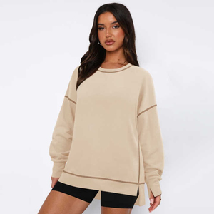 Women's Oversize O-Neck Fitness Sweater Comfortable Active Breathable Lightweight Solid Color Sweatshirts - Product Image 3