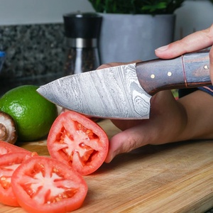 ชุดมีดทำครัวเหล็กดามัสกัส 5 ชิ้น ผลิตด้วยมือ 67 ชั้น สำหรับมือซ้ายและขวา ด้ามไม้เป็นมิตรกับสิ่งแวดล้อม - Product Image 4