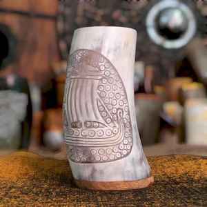 Vintage Style Eco-Friendly Horn Drinking <b>Mug</b> Premium Quality <b>Large</b> Capacity Tankard Beer Stein Historical Reenactment - Product Image 6