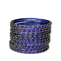 Pulseras de Cristal con Diseño de Gota de Lluvia Estilo Kashmiri, Bañadas en Oro, Color Azul Oscuro, con Detalles en Oro, Ligeras, para Bodas, a Precio de Mayoreo, Tendencia Actual