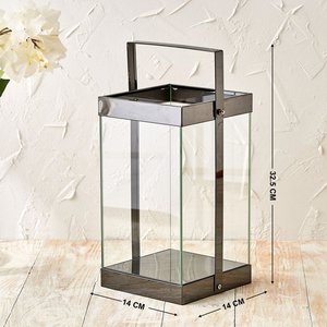 Wholesale Gloss Black Metal Glass <b>Hurricane</b> <b>Candle</b> Holder Tabletop Vase for Home and Events Decorations - Product Image 6