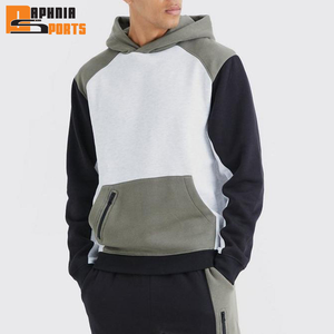 Ensemble de survêtements pour hommes 100 % coton, coupe décontractée, manches longues, polaire chaude, streetwear respirant, blocs de couleurs, collection très prisée - Product Image 2