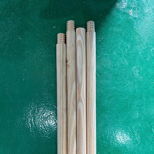 OEM Pine Wood <b>Broom</b> <b>Handle</b> Eco-Friendly Polished Wooden Stick with Screw Thread and Round End - Product Image 1