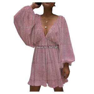 Nuevo Vestido Casual de Algodón Natural con Estampado y Cuello en V Profundo para Mujer, Estilo Europeo Americano, Verano 2026 - Product Image 6