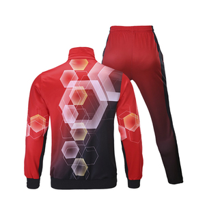 Men's <b>Red</b> Geometric Print Tracksuit Set Full Sleeve Zipper Closure Sporty Style Quick Dry Polyester <b>Material</b> Summer Wear 2 1 - Product Image 3