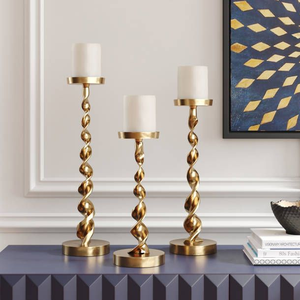 Contemporary Gold Metal <b>Candle</b> <b>Holder</b> Stylish Decorative Accent For Luxury Interior Wedding Reception Table Arrangement - Product Image 4