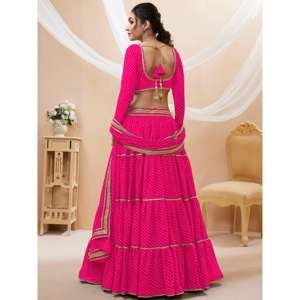 Encantadora mujer rosa Leheriya impreso Georgette tradicional Lehenga Choli - Product Image 4