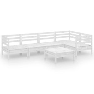 Grand ensemble de salon de jardin modulaire en pin massif blanc, mobilier modulaire haut de gamme pour espaces extérieurs - Product Image 2