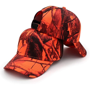 Casquette de baseball camouflage orange vif en gros, réglable, pour activités de plein air, chasse, pêche, unisexe, imprimé camouflage, casquette de sport - Product Image 1