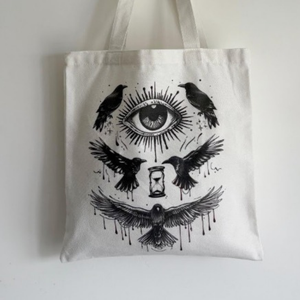 Sac fourre-tout imprimé en coton 100 % sans soufflet avec longues poignées, réutilisable, pour les achats en gros - Product Image 3