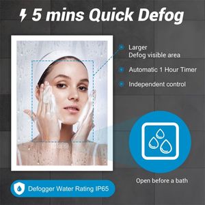 Specchio LED da Bagno a Parete 36'' X 28'', Dimmerabile, Full HD, Antiappannamento in 5 Minuti, 3 Colori di Luce Frontale per Trucco - Product Image 2