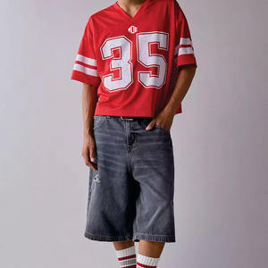 เสื้อเจอร์ซีย์อเมริกันฟุตบอลพรีเมียมขายส่งแบบยูนิเซ็กส์ สตรีทแวร์ทรงโอเวอร์ไซส์ แขนสั้น ผ้าโพลีเอสเตอร์ เสื้อกีฬา รับผลิตตามแบบ OEM จากผู้ผลิต - Product Image 2