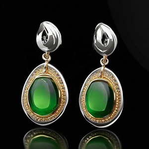 Handmade Natural <b>Green</b> 925 Silver Statement Earrings Fashion Drop Jewelry for Girls - Product Image 3