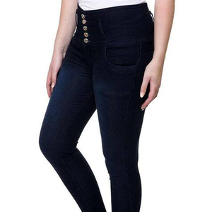Pantalon en jean taille haute pour femme, coupe large, couleur unie, 100 % coton, haute qualité, vente en gros - Product Image 3