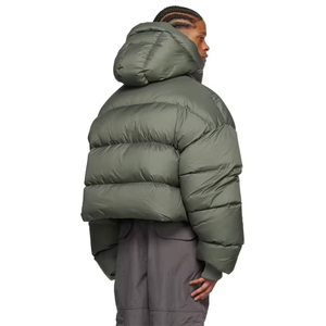 Veste matelassée à capuche entièrement personnalisée OEM de haute qualité pour l'hiver, design camouflage patchwork, toile imperméable et coupe-vent - Product Image 4