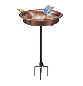 Bebedero para pájaros de metal importado de diseño moderno para decoración de jardín y para que los pájaros pequeños beban agua cómodamente cada mañana - Product Image 1