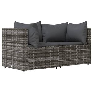 Ensemble de salon de patio 3 pièces en poly rotin gris avec coussins Ensembles de jardin - Product Image 3