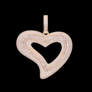 Colgante de Corazón de Plata 925 con Moissanita, Bañado en Rodio, Engaste de Canal, Lujo, Unisex, Uso Diario, Amuleto Temático - Product Image 6