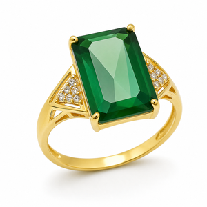 Gold Plated 925 Sterling <b>Silver</b> Green Gemstone Statement Cocktail <b>Ring</b> Fine Jewelry - Product Image 1