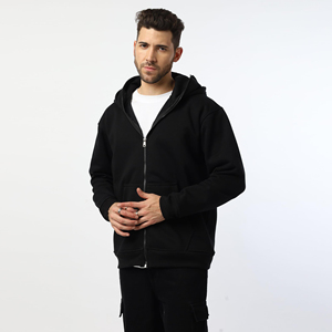 Sudadera con capucha doble OEM para hombre, de poliéster y algodón, con cremallera completa, estilo casual urbano, corte holgado y cómodo. - Product Image 5