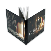 Caja de cartón con revestimiento mate personalizable para CD-R, encuadernada en tapa dura, con funda doble para disco y página.